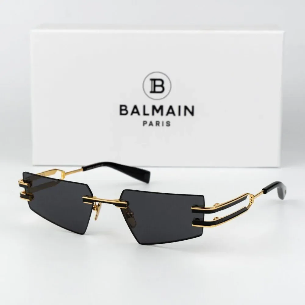 Balmain Women Sunglasses Titanium Gold Black Grey Geometric FIXE BPS-123A-54